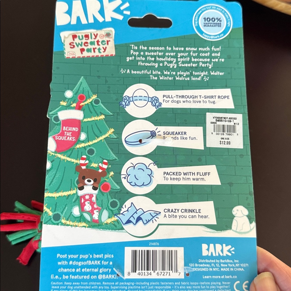 Bark Holiday Dog Toy with Red and Green Accents - Picture 2 of 2
